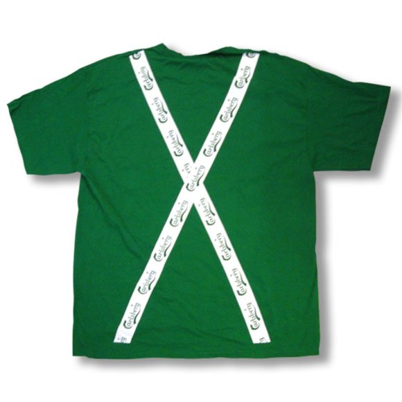 CARLSBERG BEER ST PATRICK'S DAY SUSPENDERS T-SHIRT - Picture 2 of 2